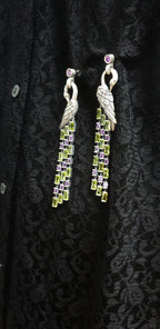 Statement sterling silver Firebird earrings inspired by Slavic mythology