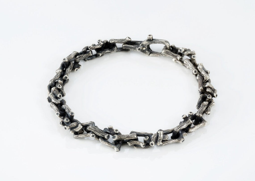 Handcrafted Oxidized 925 Sterling Silver Branch Chain Necklace for Men & Women