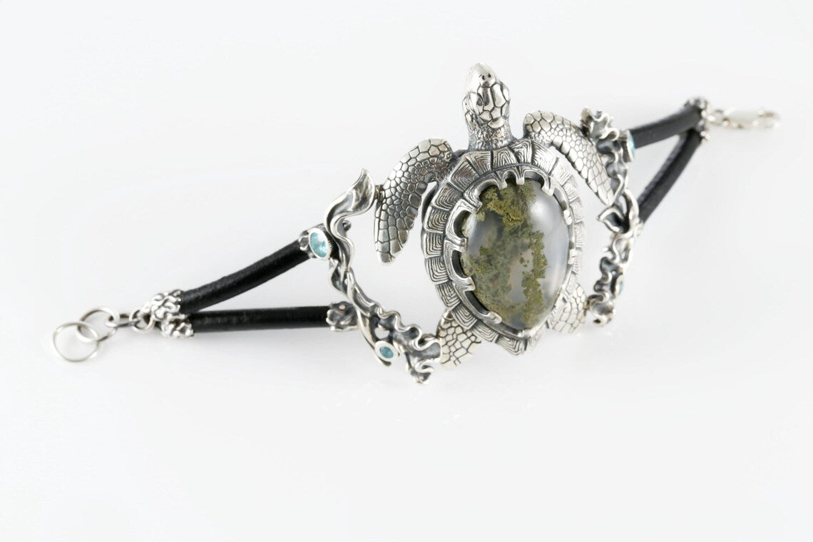 Blue topaz sea turtle jewelry