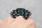 Geometric oxidized sterling silver ring