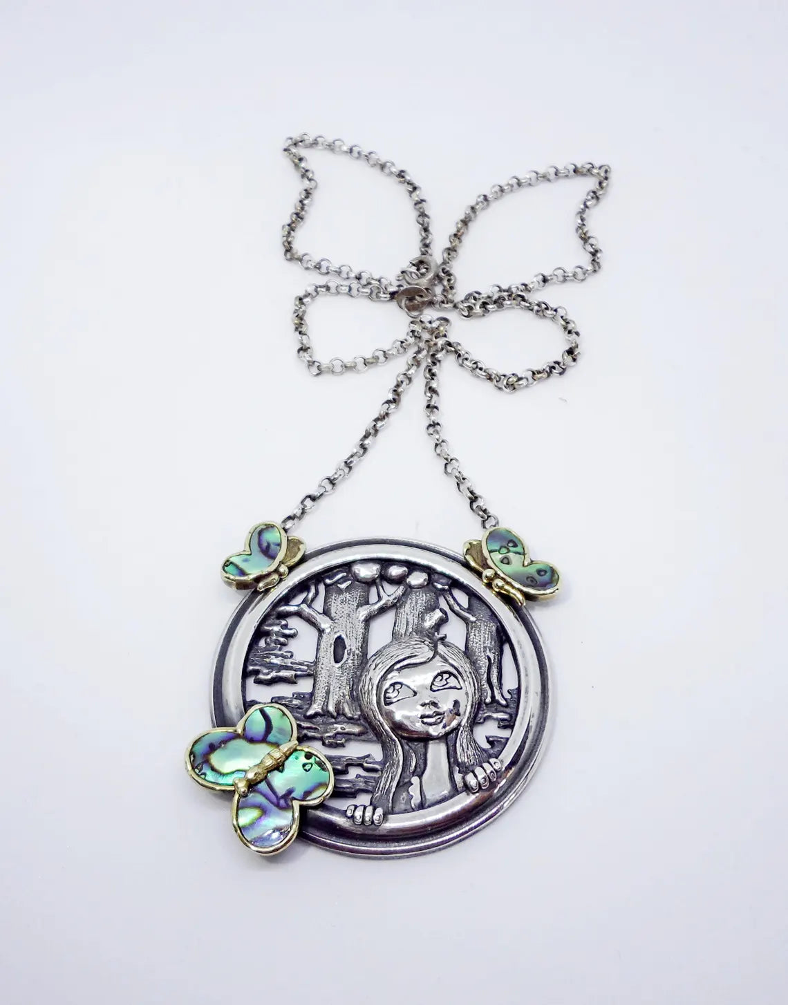 Handmade sterling silver forest maiden necklace