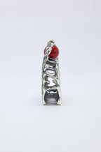 Red coral sterling silver conceptual DNA jewelry ring