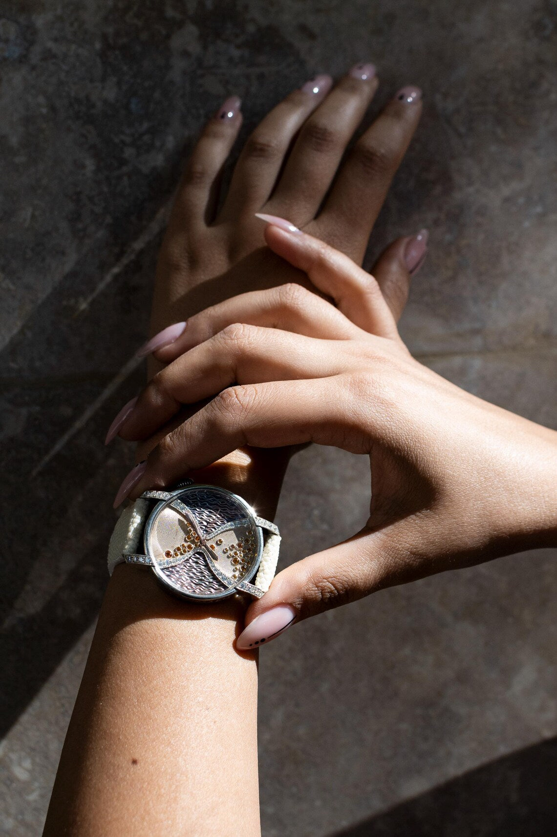 Stingray Guilloché Silver Watch