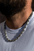 Solid silver anchor link necklace detail