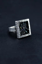 Carborundum sterling silver earrings and ring set