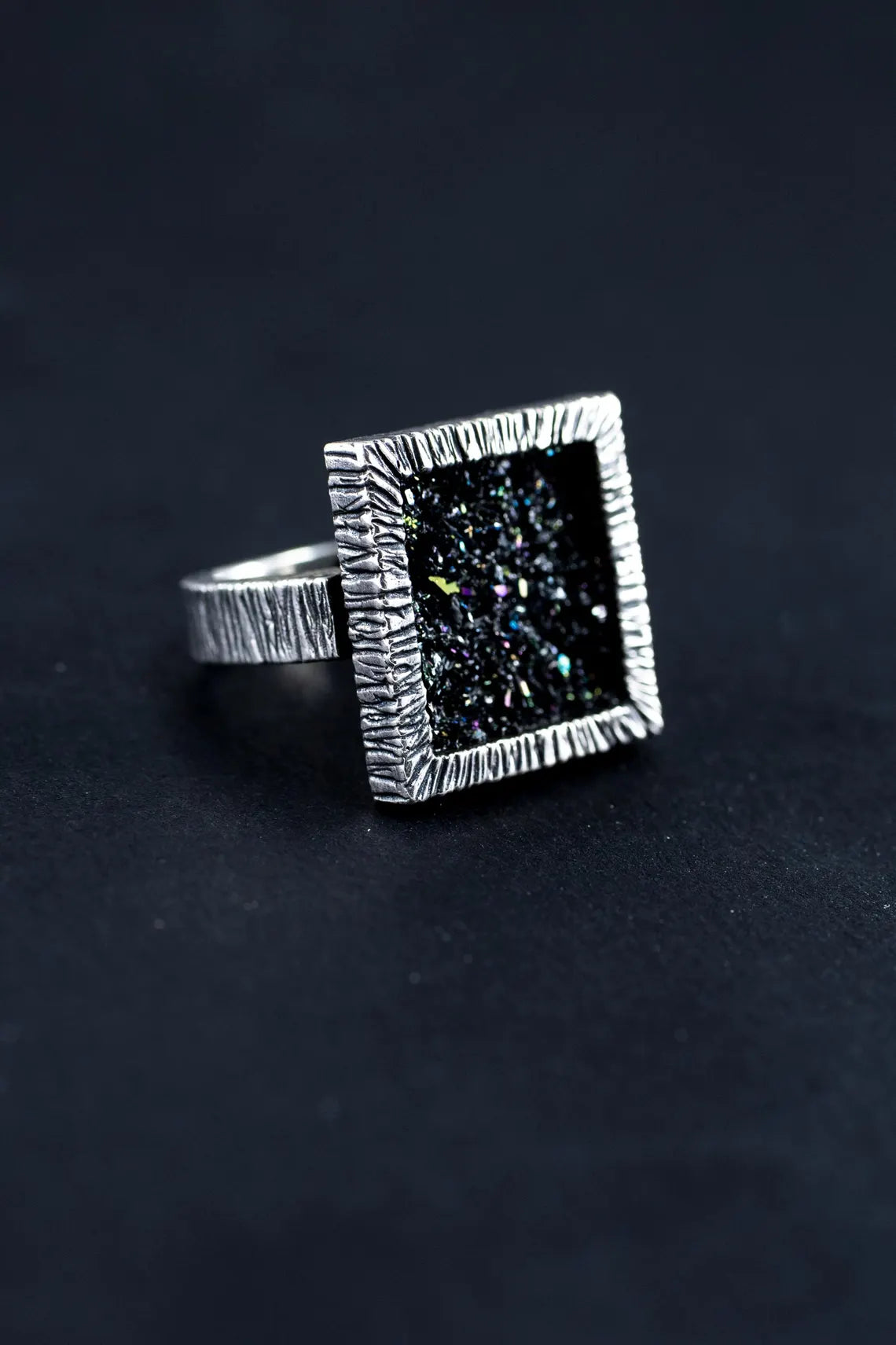 Carborundum sterling silver earrings and ring set