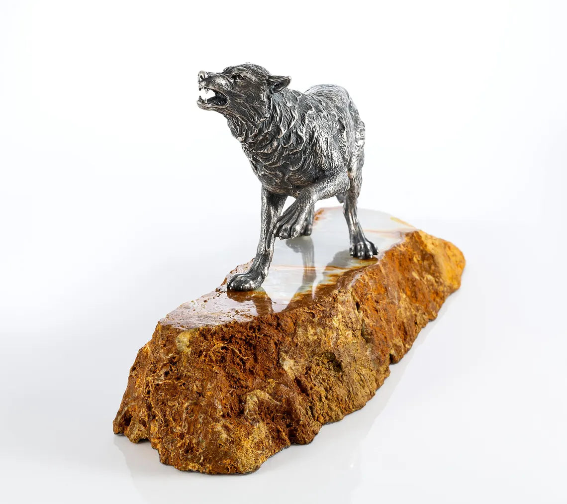 Artisan sterling silver animal sculpture for home décor