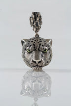 Snow leopard sterling silver pendant