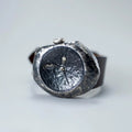 Handcrafted blackened sterling silver unisex watch with stone texture