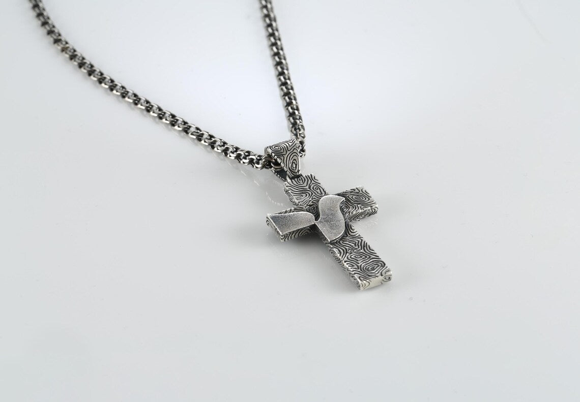 Prayer Cross Silver Pendant with Dove product image 6
