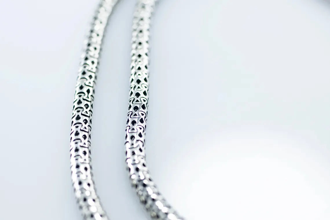 Handcrafted sterling silver smooth snake chain necklace