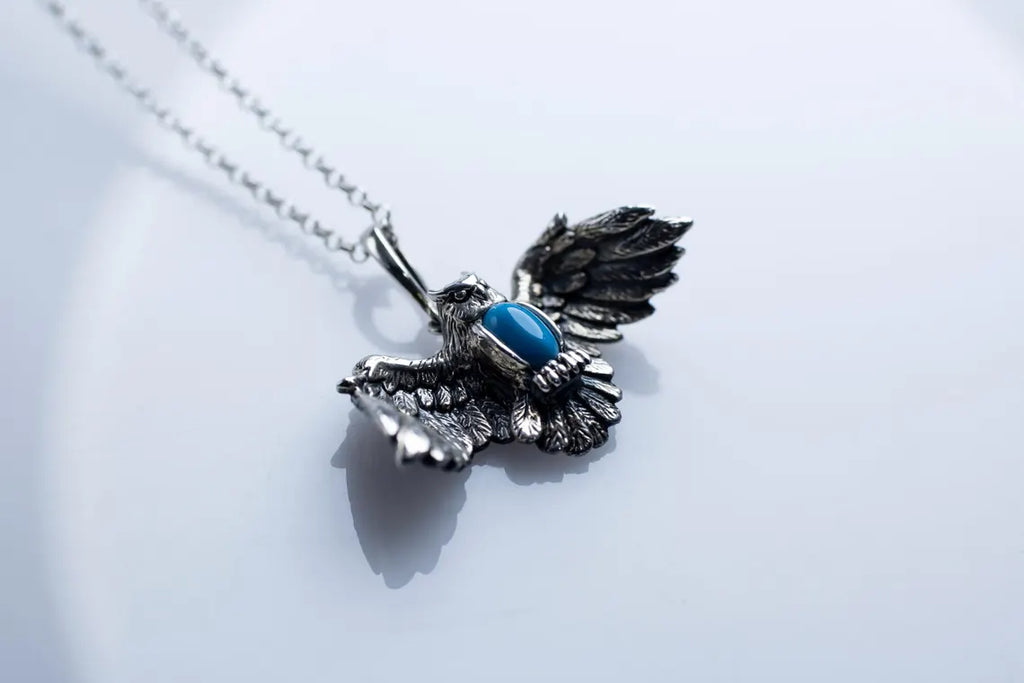 Sterling Silver Flying Owl Pendant – Bird Totem Necklace – Nature-Inspired Jewelry