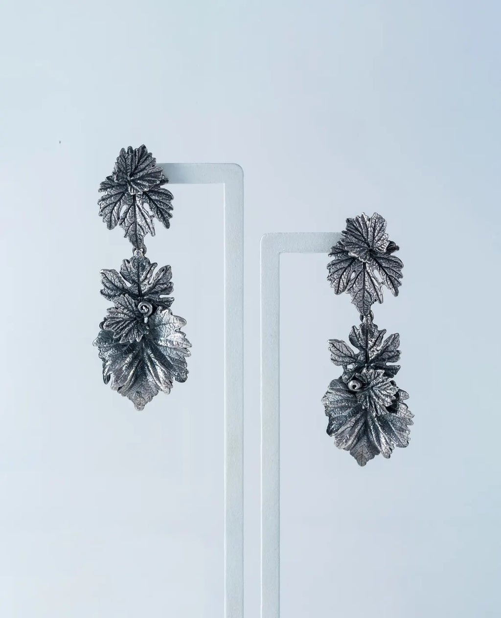 Oxidized sterling silver grape leaf necklace bracelet ring and earrings set