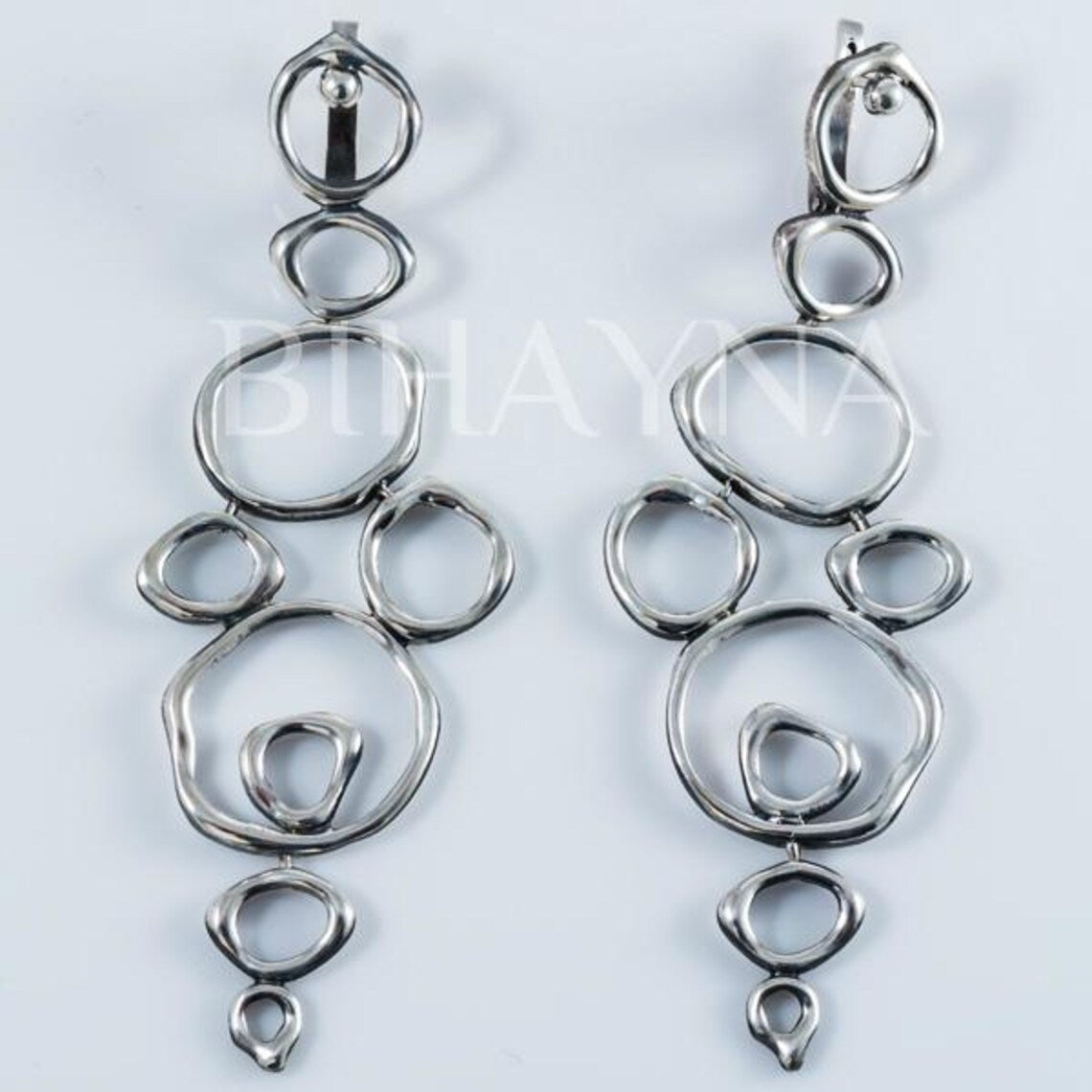 Abstract Air Element silver jewelry set detail