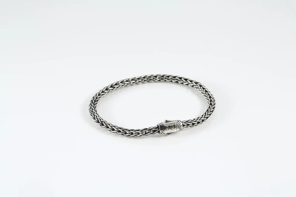 Mens sterling silver woven bracelet