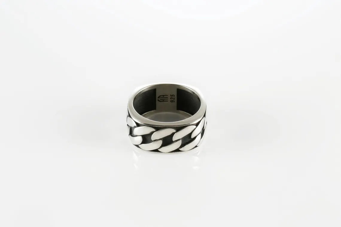 925 curb chain band ring for men