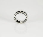 Solid 925 silver geometric patterned men’s ring