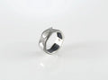 Men’s sterling silver textured ring with brushed oval detail