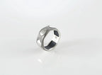 Men’s sterling silver textured ring with brushed oval detail