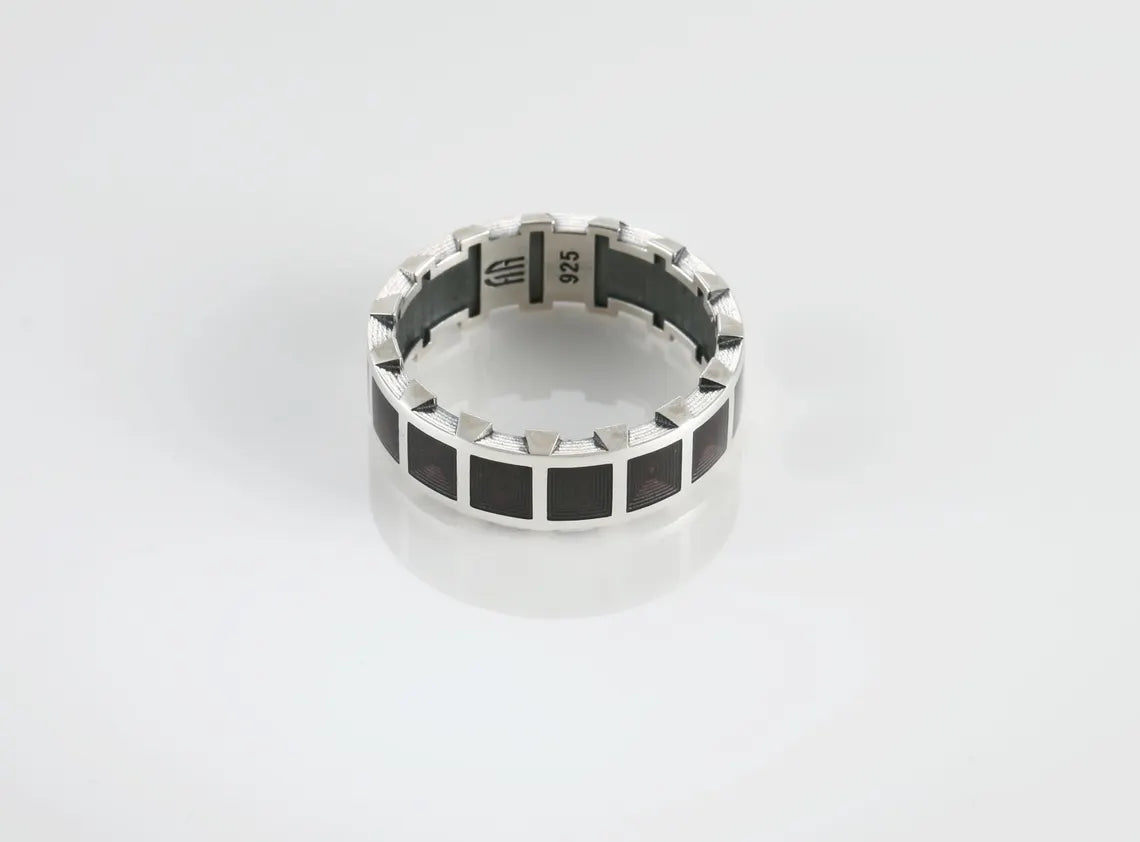 Geometric silver ring gift for husband