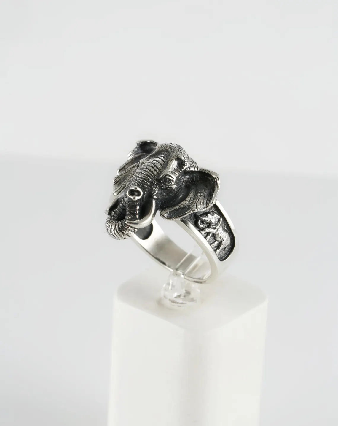 Bold animal statement ring with elephant design
