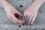 Two-Face Garnet Silver Ring