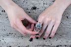 Two-Face Garnet Silver Ring