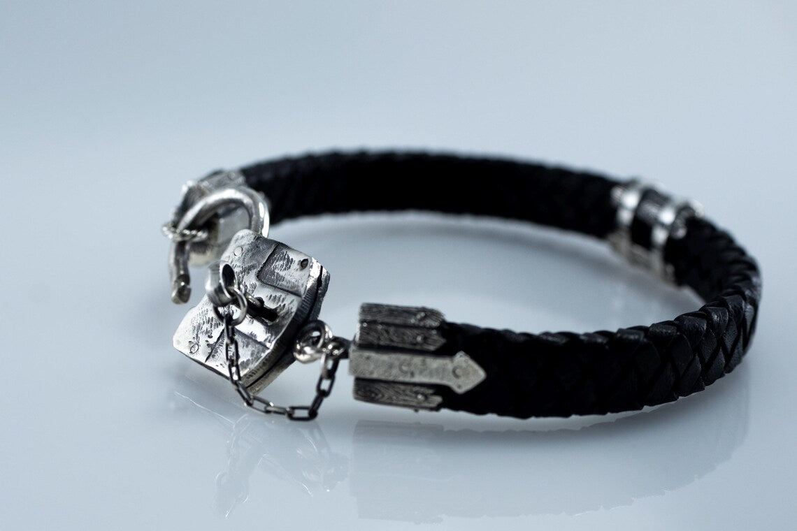 Mens key and lock bracelet