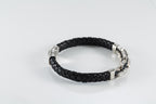 Black leather mens bracelet
