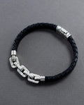 Braided leather bracelet for men