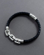 Braided leather bracelet for men