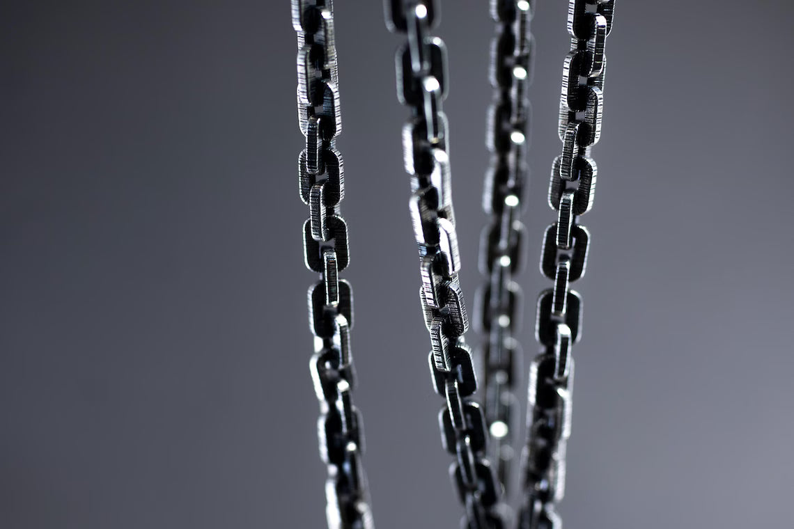 Handmade box chain necklace crafted from solid sterling silver