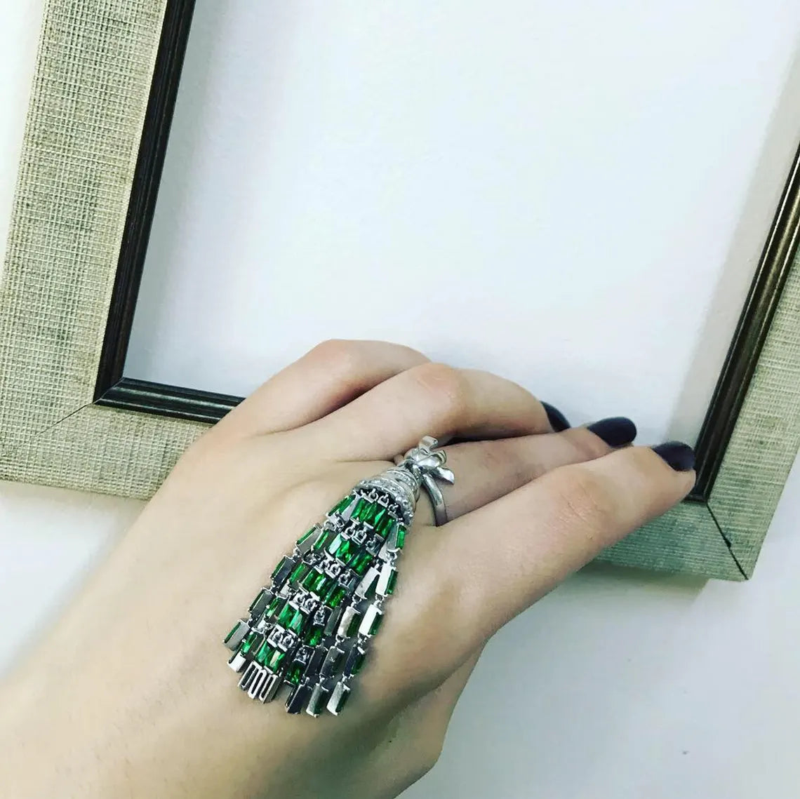 Art Deco tassel sterling silver jewelry set