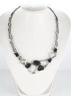 Silver jewelry set with druzy carborundum accents