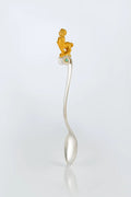 Handcrafted sterling silver Sagittarius baby spoon with emerald stone