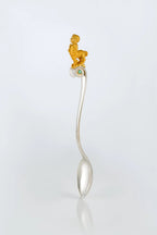 Handcrafted sterling silver Sagittarius baby spoon with emerald stone