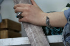 Turquoise and coral statement ring handmade in Armenia