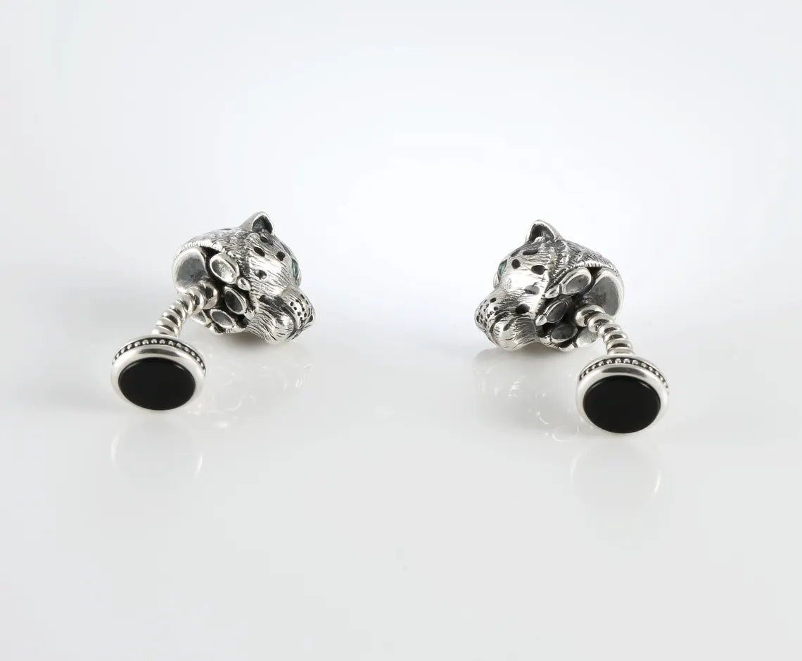 Leopard Head Silver Cufflinks product image 6