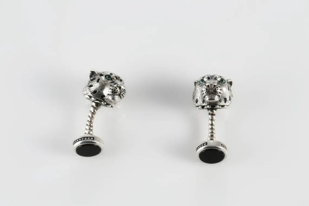 Leopard Head Silver Cufflinks