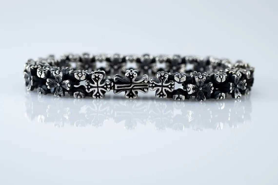 Heavy Gothic Cross Silver Bracelet product image 5