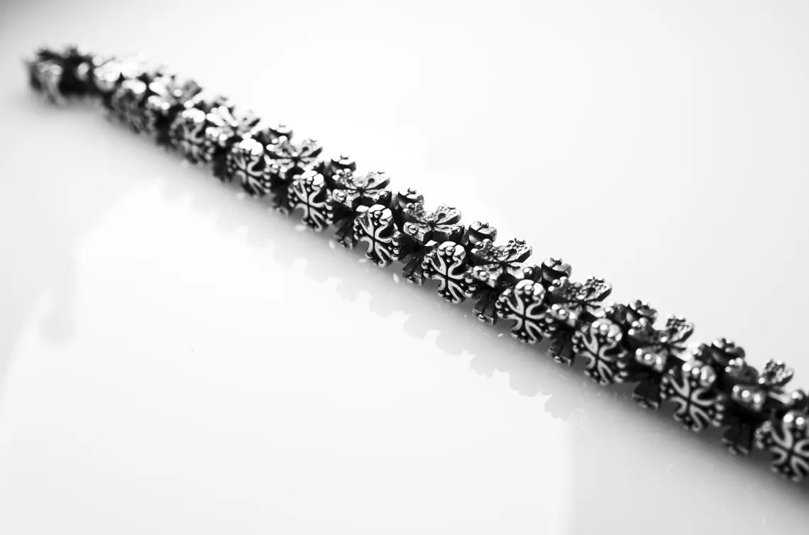 Heavy Gothic Cross Silver Bracelet product image 1