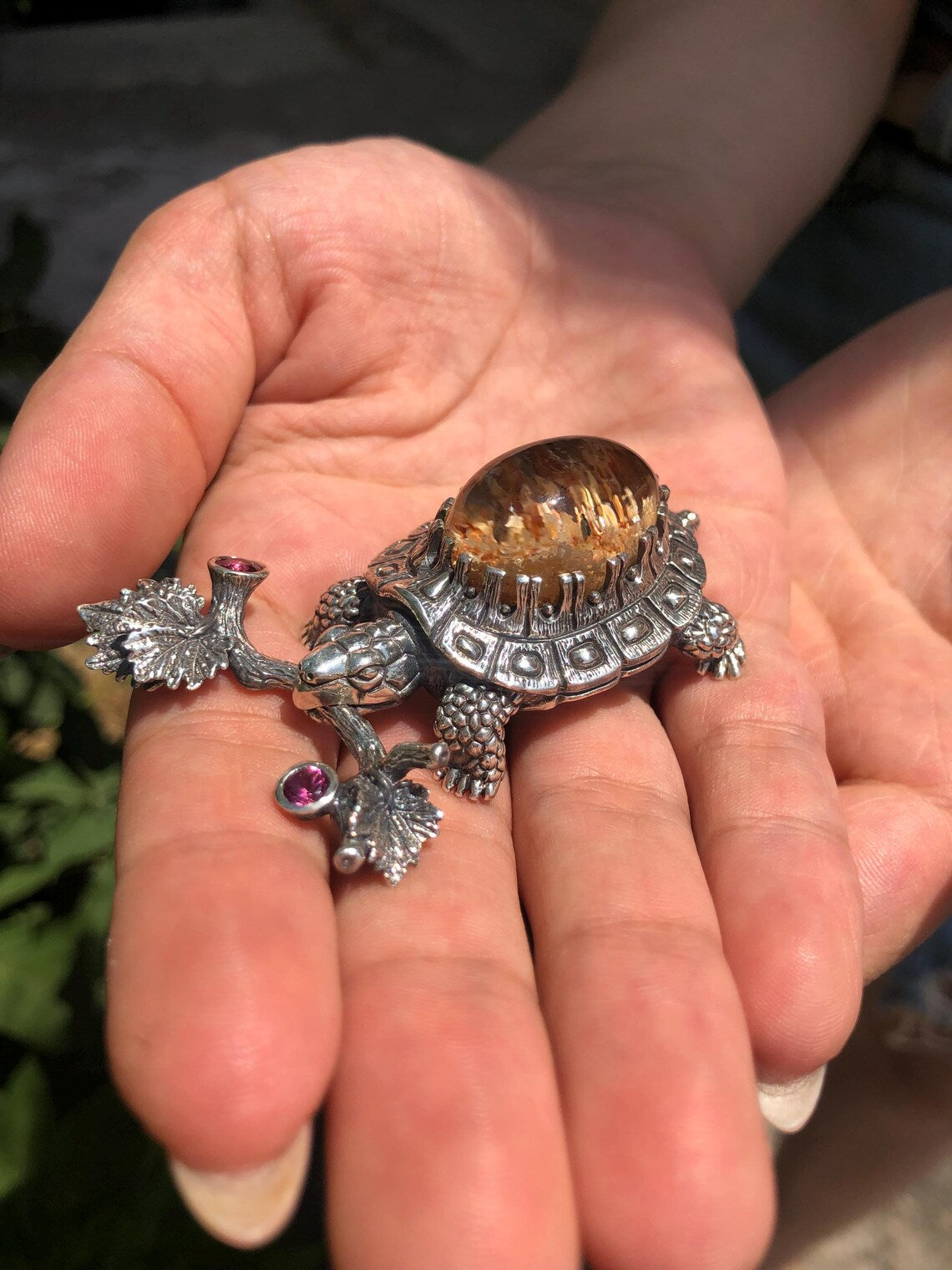 Nature inspired turtle necklace