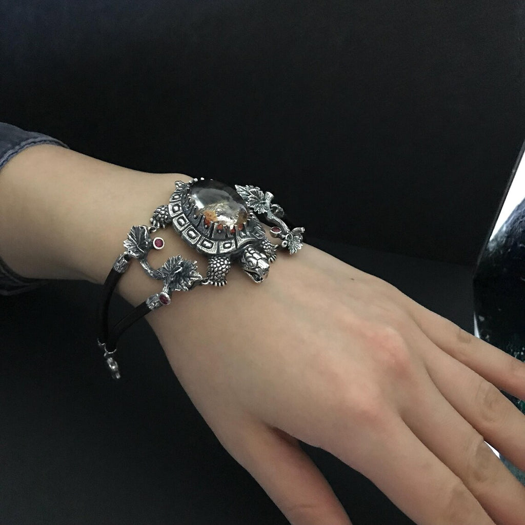 Handmade silver turtle bracelet