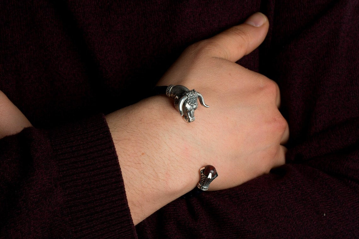 925 silver bull bracelet