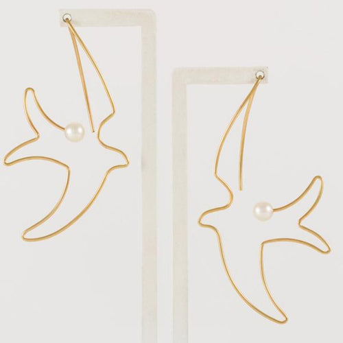 Pendientes de plata Pájaro y Perla