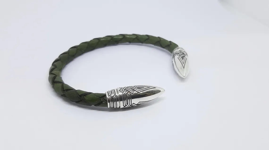 Handmade bullet silver bracelet close-up