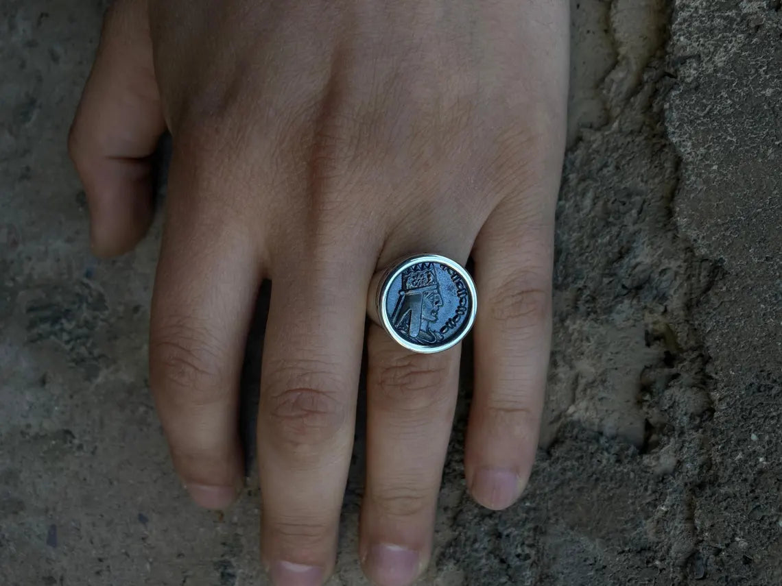 Ancient Armenian jewelry ring in sterling silver