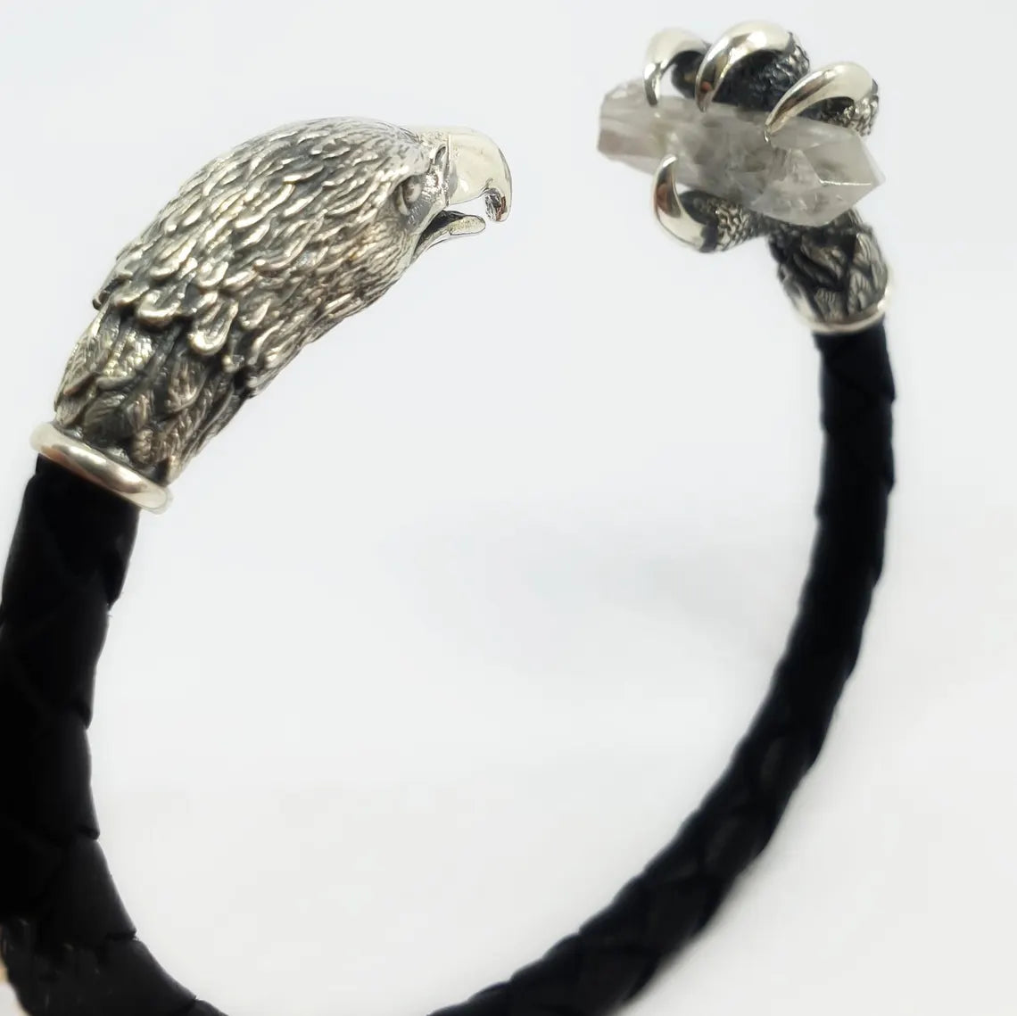 Sterling silver quartz cuff bracelet