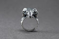 Sterling silver ram head ring for men