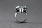 Sterling silver ram head ring for men